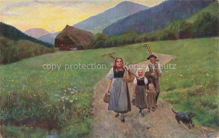 Hoffmann  Heinrich Kuenstlerkarte Sueddeutschland Alsace Auf dem HGeimweg