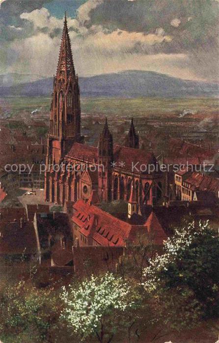 Hoffmann  Heinrich Kuenstlerkarte Sueddeutschland Alsace Freiburg i. Br. Muenste