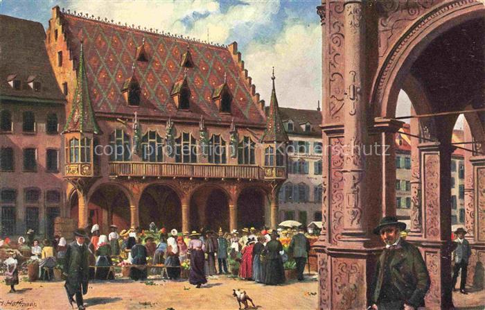 Hoffmann  Heinrich Kuenstlerkarte Sueddeutschland Alsace Freiburg i. Br. Muenste