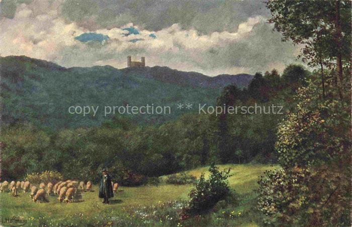 Hoffmann  Heinrich Kuenstlerkarte Sueddeutschland Alsace Blick auf Andlau