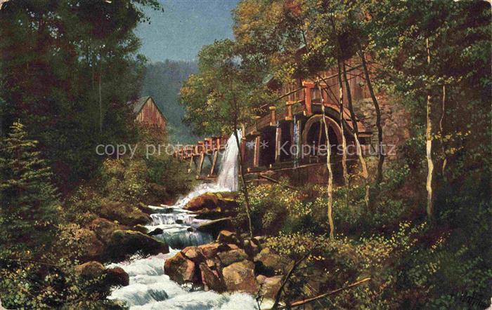 Hoffmann  Heinrich Kuenstlerkarte Sueddeutschland Alsace Saegemuehle im Hohwald