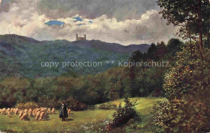 Hoffmann  Heinrich Kuenstlerkarte Sueddeutschland Alsace Blick auf Andlau