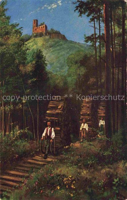 Hoffmann  Heinrich Kuenstlerkarte Sueddeutschland Alsace Holzschliffer bei der R