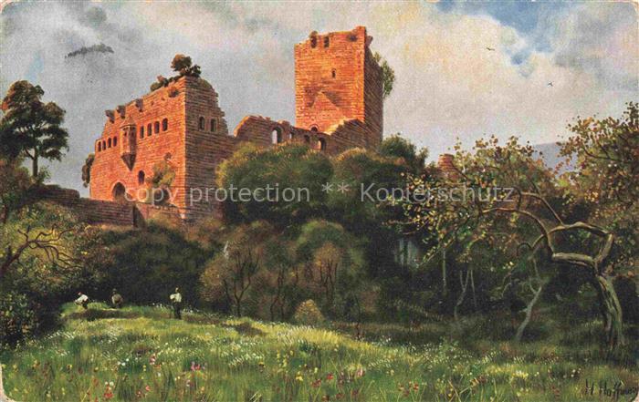 Hoffmann  Heinrich Kuenstlerkarte Sueddeutschland Alsace Burg Landesberg bei Bar