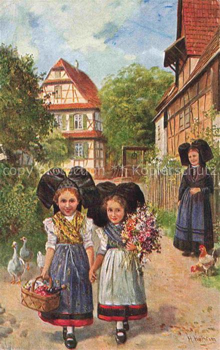 Hoffmann  Heinrich Kuenstlerkarte Sueddeutschland Alsace Elsesser Maidla