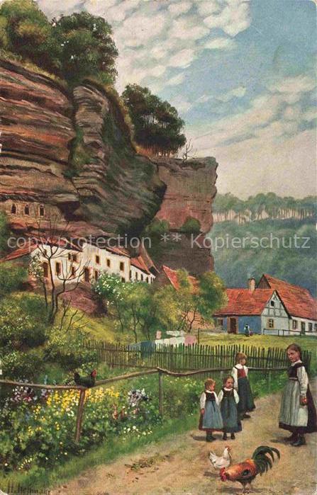 Hoffmann  Heinrich Kuenstlerkarte Sueddeutschland Alsace Braustal Felsenwohnunge