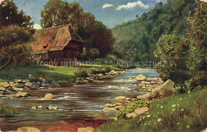 Hoffmann  Heinrich Kuenstlerkarte Sueddeutschland Alsace Schwarzwaldhaus au der