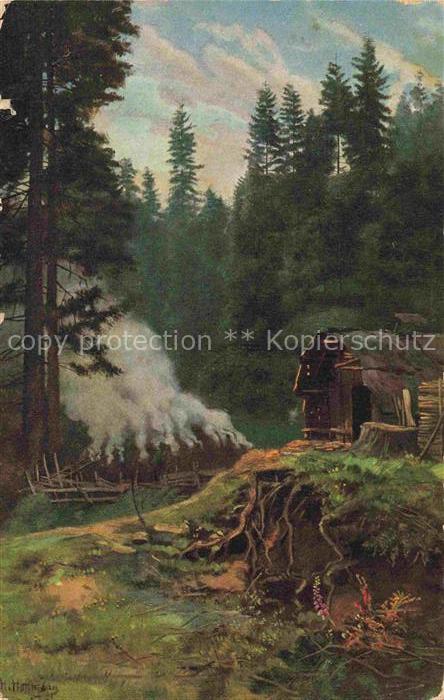 Hoffmann  Heinrich Kuenstlerkarte Sueddeutschland Alsace Koehler im Schwarzwald
