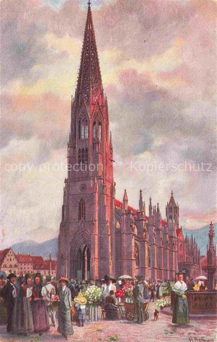 Hoffmann  Heinrich Kuenstlerkarte Sueddeutschland Alsace Freiburg i. Fr. Muenste