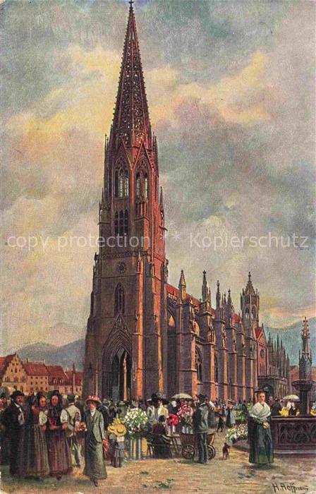 Hoffmann  Heinrich Kuenstlerkarte Sueddeutschland Alsace Freiburg i. Fr. Muenste