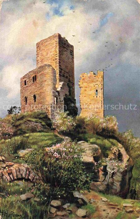 Hoffmann  Heinrich Kuenstlerkarte Sueddeutschland Alsace Die Exen Wahlenburg und
