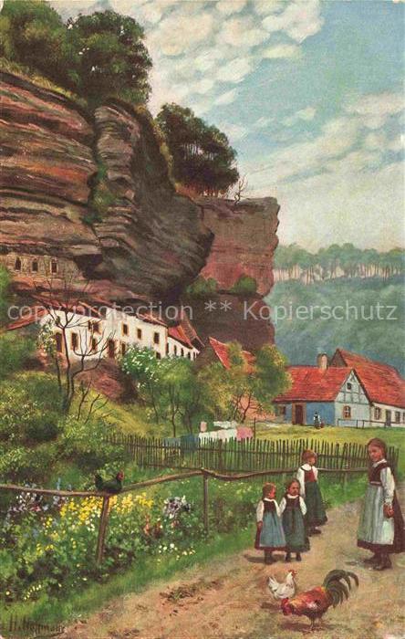 Hoffmann  Heinrich Kuenstlerkarte Sueddeutschland Alsace Grauftal Felsenwohnunge
