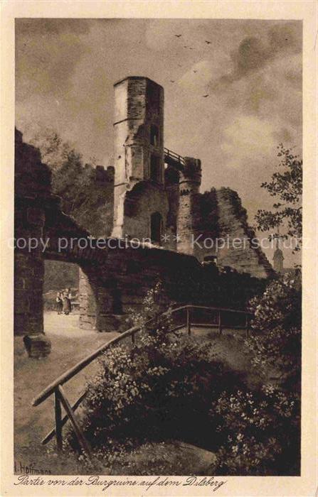Hoffmann  Heinrich Kuenstlerkarte Sueddeutschland Alsace Partie von der Burgruin