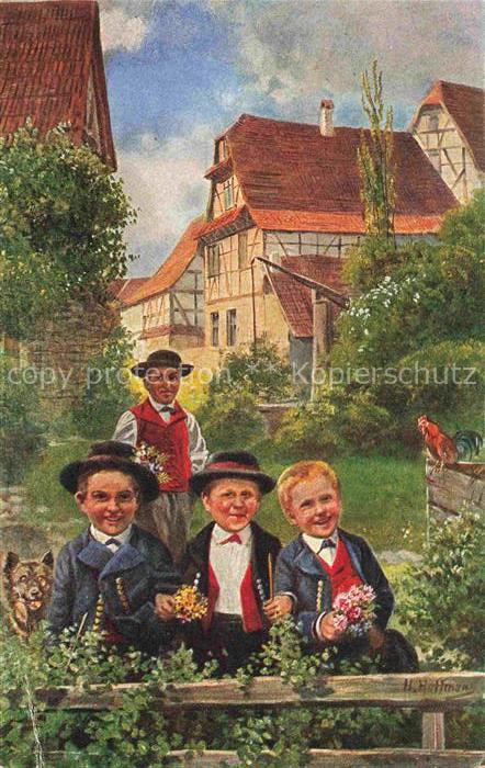 Hoffmann  Heinrich Kuenstlerkarte Sueddeutschland Alsace Schaeffer Tracht Bueaba