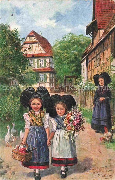 Hoffmann  Heinrich Kuenstlerkarte Sueddeutschland Alsace Elsesser Maidla