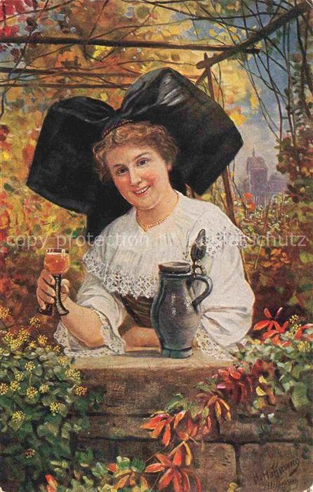 Hoffmann  Heinrich Kuenstlerkarte Sueddeutschland Alsace Elsaesser Winzerin