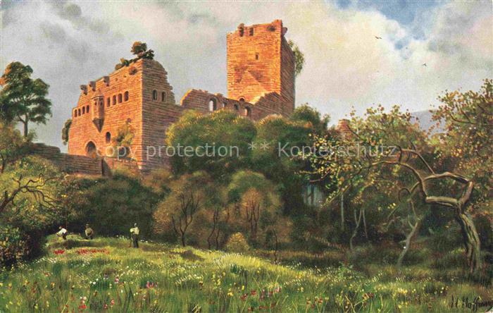 Hoffmann  Heinrich Kuenstlerkarte Sueddeutschland Alsace Burg Landsberg bei Barr