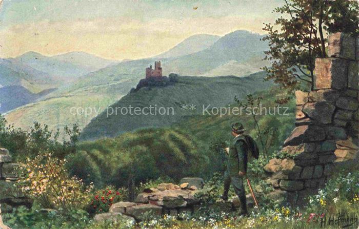 Hoffmann  Heinrich Kuenstlerkarte Sueddeutschland Alsace Blick von der Ruine Hoh