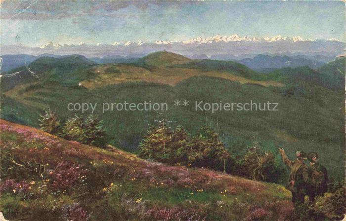 Hoffmann  Heinrich Kuenstlerkarte Sueddeutschland Alsace Feldberg blich auf Herz