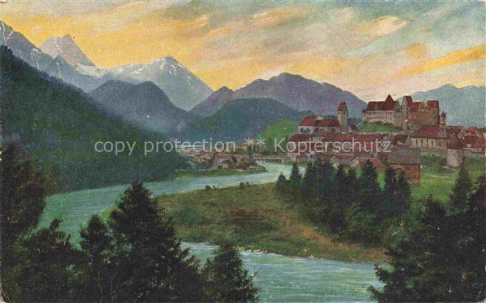 Hoffmann  Heinrich Kuenstlerkarte Sueddeutschland Alsace Fuessen mit dem Lech un