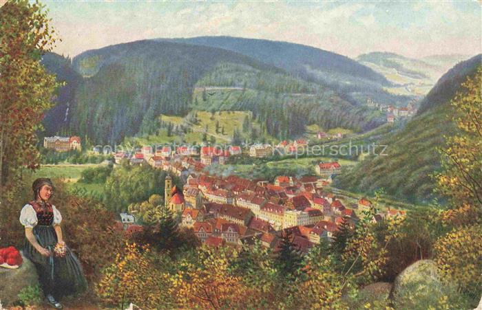 Hoffmann  Heinrich Kuenstlerkarte Sueddeutschland Alsace Freiberg in Schwarzwald