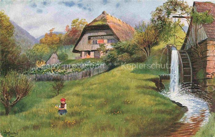 Hoffmann  Heinrich Kuenstlerkarte Sueddeutschland Alsace Im Muehlengrund