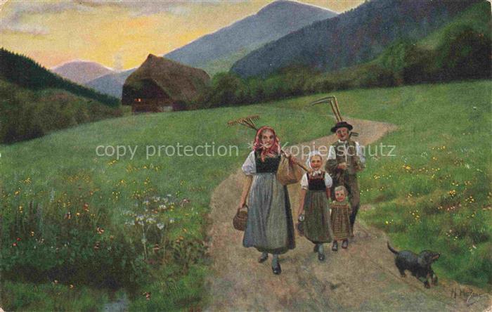 Hoffmann  Heinrich Kuenstlerkarte Sueddeutschland Alsace Auf dem Heimweg