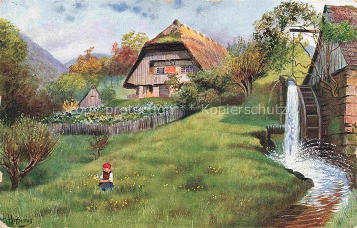 Hoffmann  Heinrich Kuenstlerkarte Sueddeutschland Alsace Im Muehlengrund