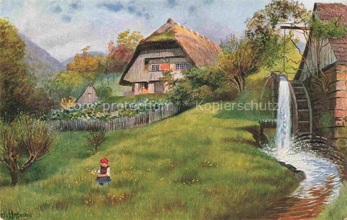 Hoffmann  Heinrich Kuenstlerkarte Sueddeutschland Alsace Im Muehlengrund