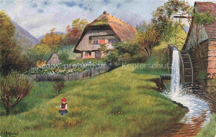 Hoffmann  Heinrich Kuenstlerkarte Sueddeutschland Alsace Im Muehlengrund