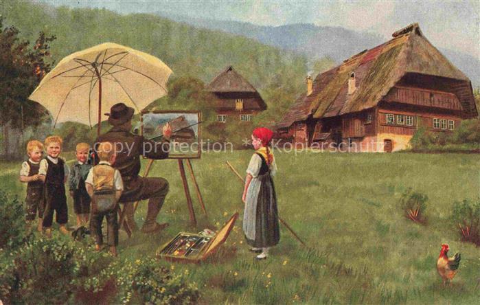 Hoffmann  Heinrich Kuenstlerkarte Sueddeutschland Alsace Schwarzwaldstudien