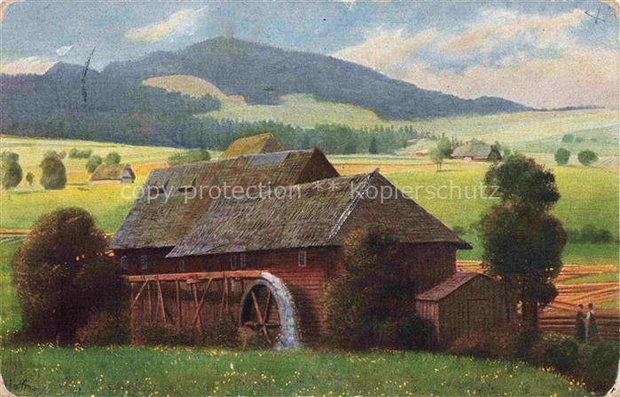 Hoffmann  Heinrich Kuenstlerkarte Sueddeutschland Alsace Schneldemuehle im Schwa