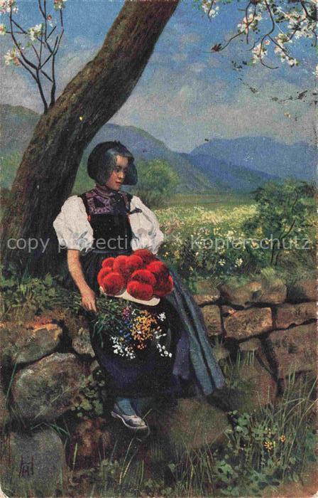 Hoffmann  Heinrich Kuenstlerkarte Sueddeutschland Alsace Fruehling Im Schwarzwal