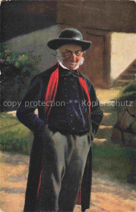 Hoffmann  Heinrich Kuenstlerkarte Sueddeutschland Alsace Der Dorfschulze