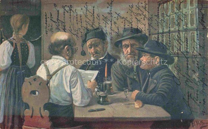 Hoffmann  Heinrich Kuenstlerkarte Sueddeutschland Alsace Dorfpolitiker