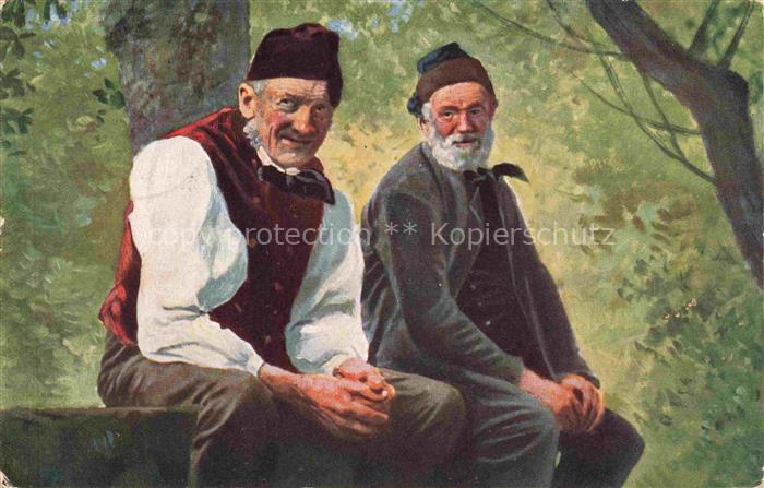 Hoffmann  Heinrich Kuenstlerkarte Sueddeutschland Alsace Schwarzwerder Bauern