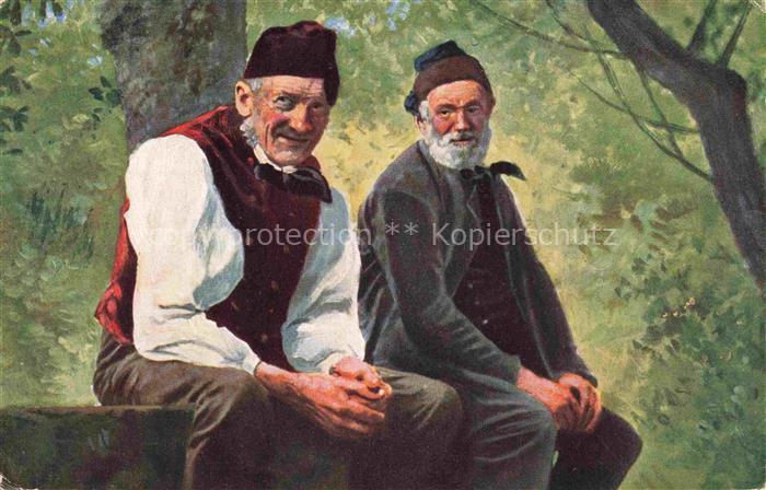 Hoffmann  Heinrich Kuenstlerkarte Sueddeutschland Alsace Schwarzwelder Bauern