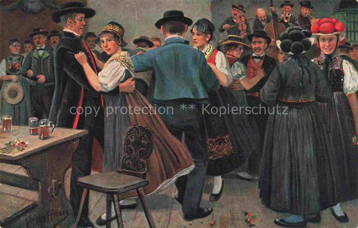 Hoffmann  Heinrich Kuenstlerkarte Sueddeutschland Alsace Kirchweihe Im Kinzigtal