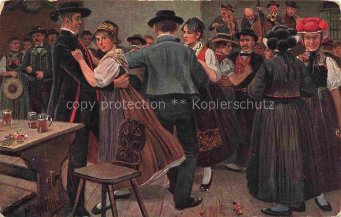 Hoffmann  Heinrich Kuenstlerkarte Sueddeutschland Alsace Kirchweihe im Kinzigtal