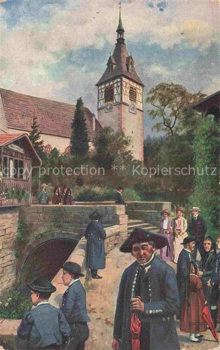 Hoffmann  Heinrich Kuenstlerkarte Sueddeutschland Alsace Schwarzwoelder Trachten