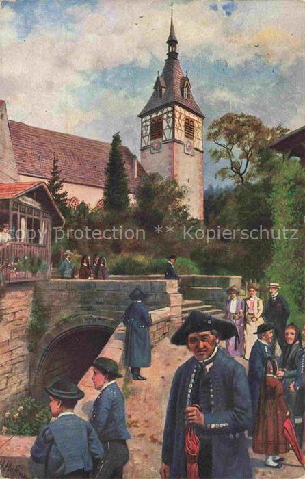 Hoffmann  Heinrich Kuenstlerkarte Sueddeutschland Alsace Sonntag im Schwarzwald