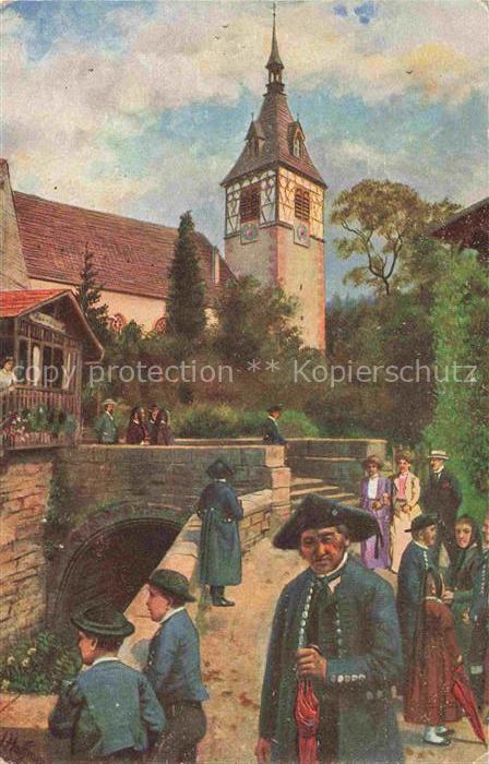 Hoffmann  Heinrich Kuenstlerkarte Sueddeutschland Alsace Sonntag im Schwarzwald