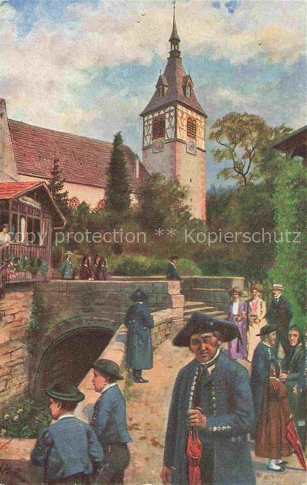 Hoffmann  Heinrich Kuenstlerkarte Sueddeutschland Alsace Sonntag im Schwarzwald