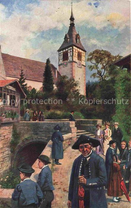 Hoffmann  Heinrich Kuenstlerkarte Sueddeutschland Alsace Sonntag im Schwarzwald