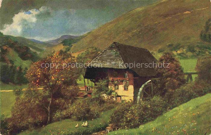 Hoffmann  Heinrich Kuenstlerkarte Sueddeutschland Alsace Muehle im Schwarzwald