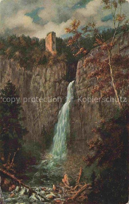 Hoffmann  Heinrich Kuenstlerkarte Sueddeutschland Alsace Nideck et chute d eau