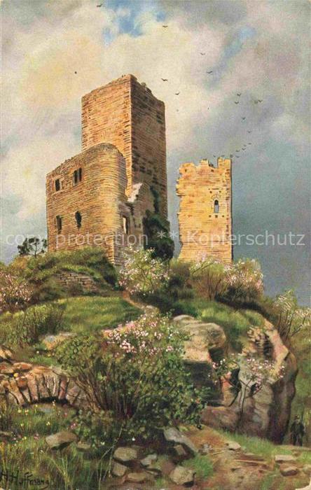 Hoffmann  Heinrich Kuenstlerkarte Sueddeutschland Alsace Die Exen Wahlenburg und