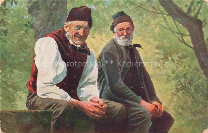 Hoffmann  Heinrich Kuenstlerkarte Sueddeutschland Alsace Schwarzwald Bauern