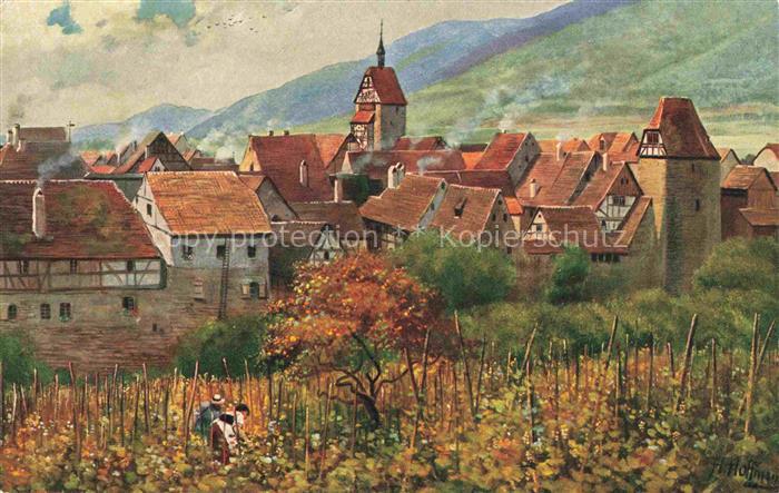 Hoffmann  Heinrich Kuenstlerkarte Sueddeutschland Alsace Altes Bogesenstaedtchen