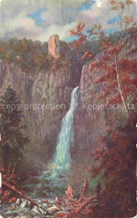 Hoffmann  Heinrich Kuenstlerkarte Sueddeutschland Alsace Nideck et Chute d eau